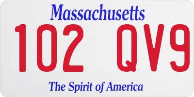 MA license plate 102QV9