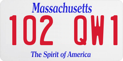 MA license plate 102QW1