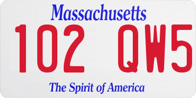 MA license plate 102QW5