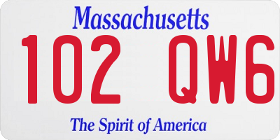 MA license plate 102QW6