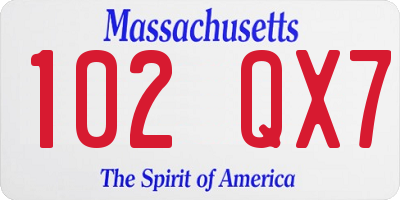 MA license plate 102QX7
