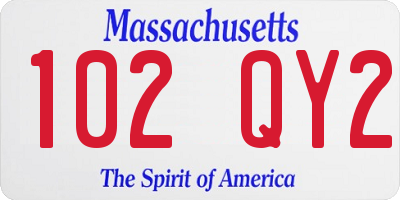 MA license plate 102QY2