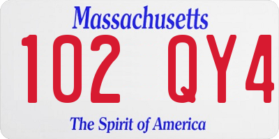 MA license plate 102QY4