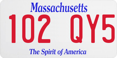 MA license plate 102QY5