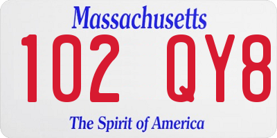 MA license plate 102QY8