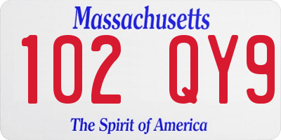 MA license plate 102QY9