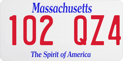 MA license plate 102QZ4