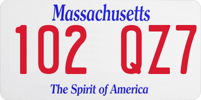 MA license plate 102QZ7