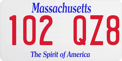 MA license plate 102QZ8