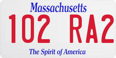 MA license plate 102RA2