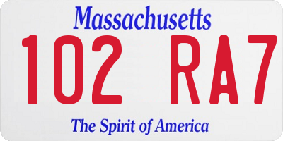 MA license plate 102RA7
