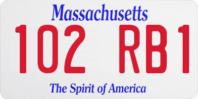 MA license plate 102RB1