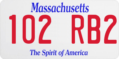 MA license plate 102RB2