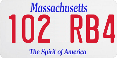 MA license plate 102RB4