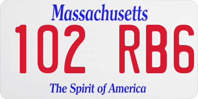 MA license plate 102RB6