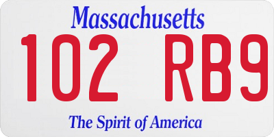 MA license plate 102RB9