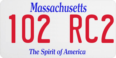 MA license plate 102RC2