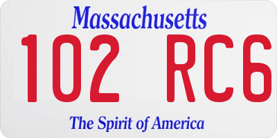 MA license plate 102RC6