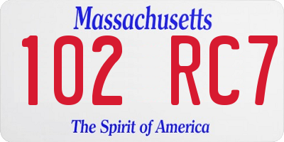 MA license plate 102RC7