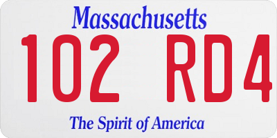 MA license plate 102RD4