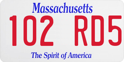MA license plate 102RD5