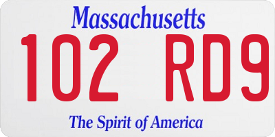 MA license plate 102RD9