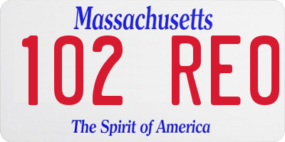 MA license plate 102RE0