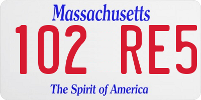 MA license plate 102RE5