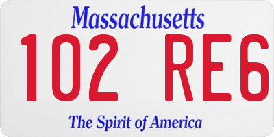 MA license plate 102RE6