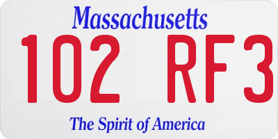 MA license plate 102RF3
