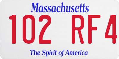 MA license plate 102RF4