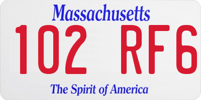 MA license plate 102RF6