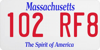 MA license plate 102RF8