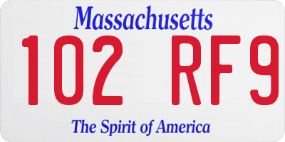 MA license plate 102RF9
