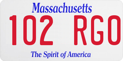 MA license plate 102RG0