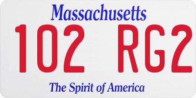 MA license plate 102RG2