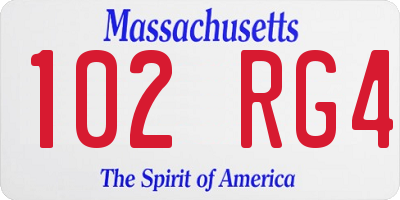 MA license plate 102RG4