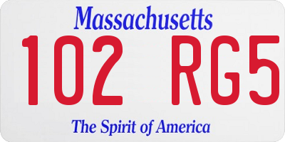 MA license plate 102RG5