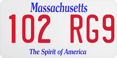 MA license plate 102RG9