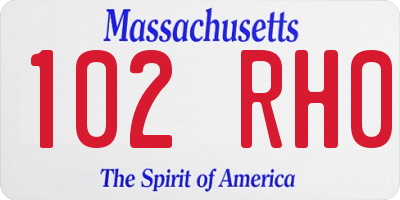 MA license plate 102RH0