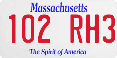 MA license plate 102RH3