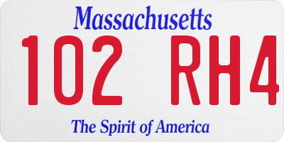 MA license plate 102RH4