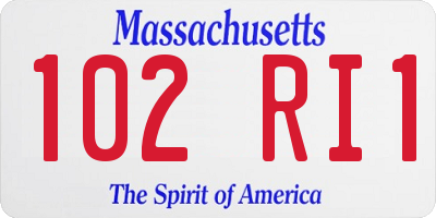 MA license plate 102RI1