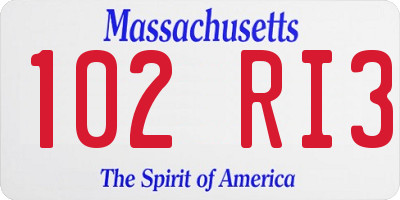 MA license plate 102RI3