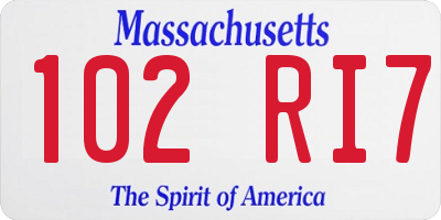 MA license plate 102RI7