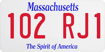 MA license plate 102RJ1