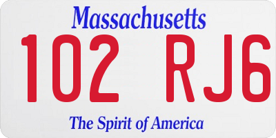 MA license plate 102RJ6