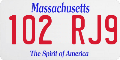MA license plate 102RJ9