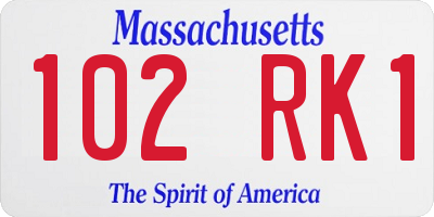 MA license plate 102RK1