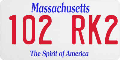 MA license plate 102RK2
